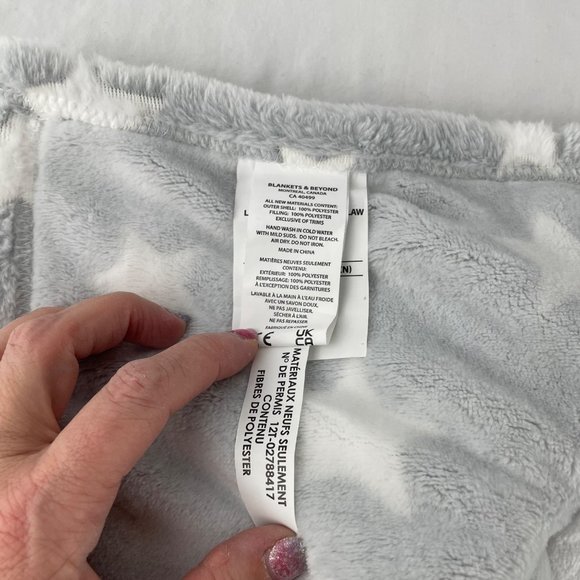 Blankets & Beyond Gray Puppy Dog Lovey 13" Baby Security Blanket Stars Nunu NWT - Picture 6 of 9